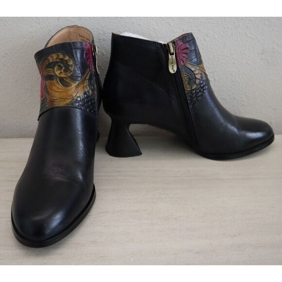 L'Artiste x Spring Step Women Sz 7.5-8 Navy Leather Inspiration Bootie Heels - Picture 13 of 14